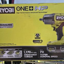 Ryobi 1/2 inch impact 1170 ft lbs impact with battery and charger