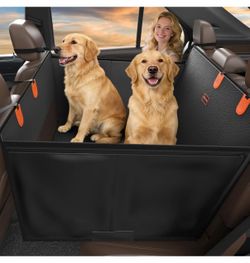 FURTIME XL Dog Car Seat, Upgraded PU Leather Back Seat Extender with Hard Bottom, Waterproof Pet Car Seat Cover for Large Medium Sized Dog, Pet Hammoc