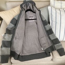 Grey Stripe Zip Up Hoodie Sweatshirt Jacket