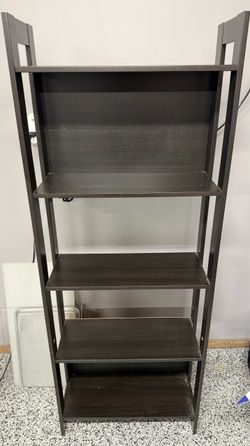 Dark Brown 5-Shelf Ladder Bookcase