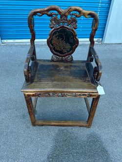 Antique Chinese Carved Wood Armchair