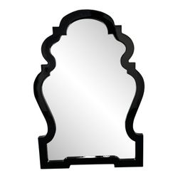 Queen Anne Black Lacquered Mirror by Jonathan Adler. 