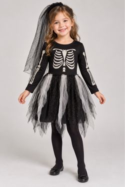 Skeleton girl costume 4-6