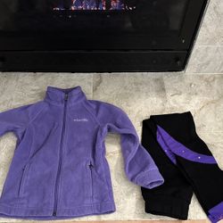 Girls Columbia Fleece Jacket and Skating Pants Set Gymnastics Dance Warm Up Pants