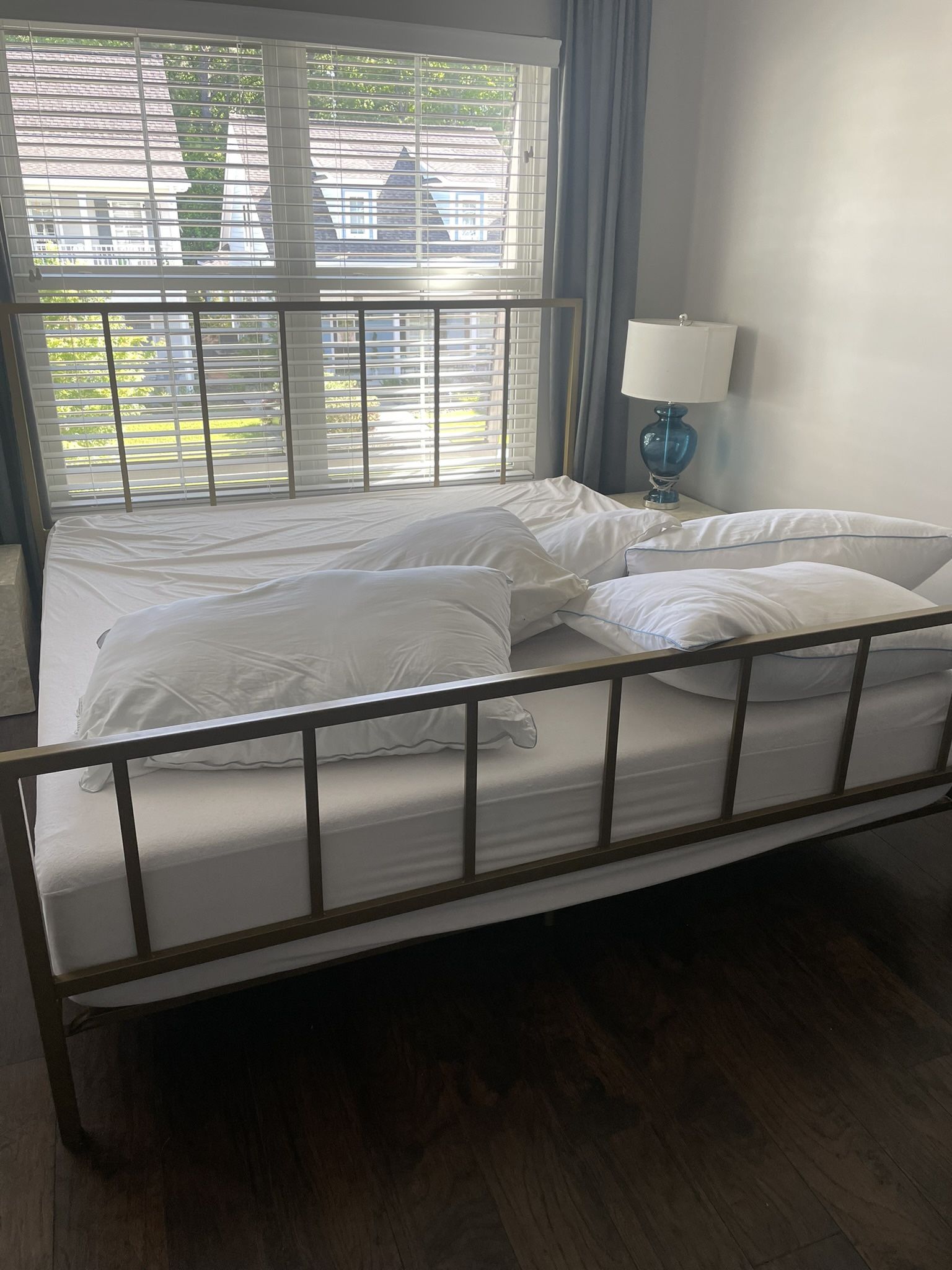 Gold Metal King Size Complete Frame and Mattress