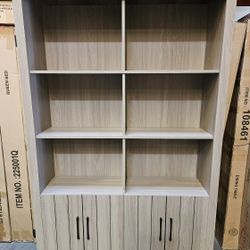 Oversized Gray Bookshelf Cabinet 