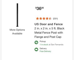 Black Metal Fence Post - 5ft