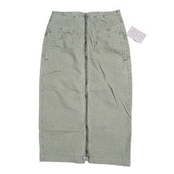 FREE PEOPLE Want It All Corduroy Green Pencil Straight Midi Skirt size 26