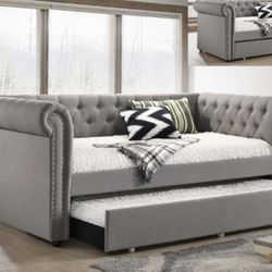 5332BK Ellie Dove Grey Daybed  With Mattress 🔥🔥🔥💙💙