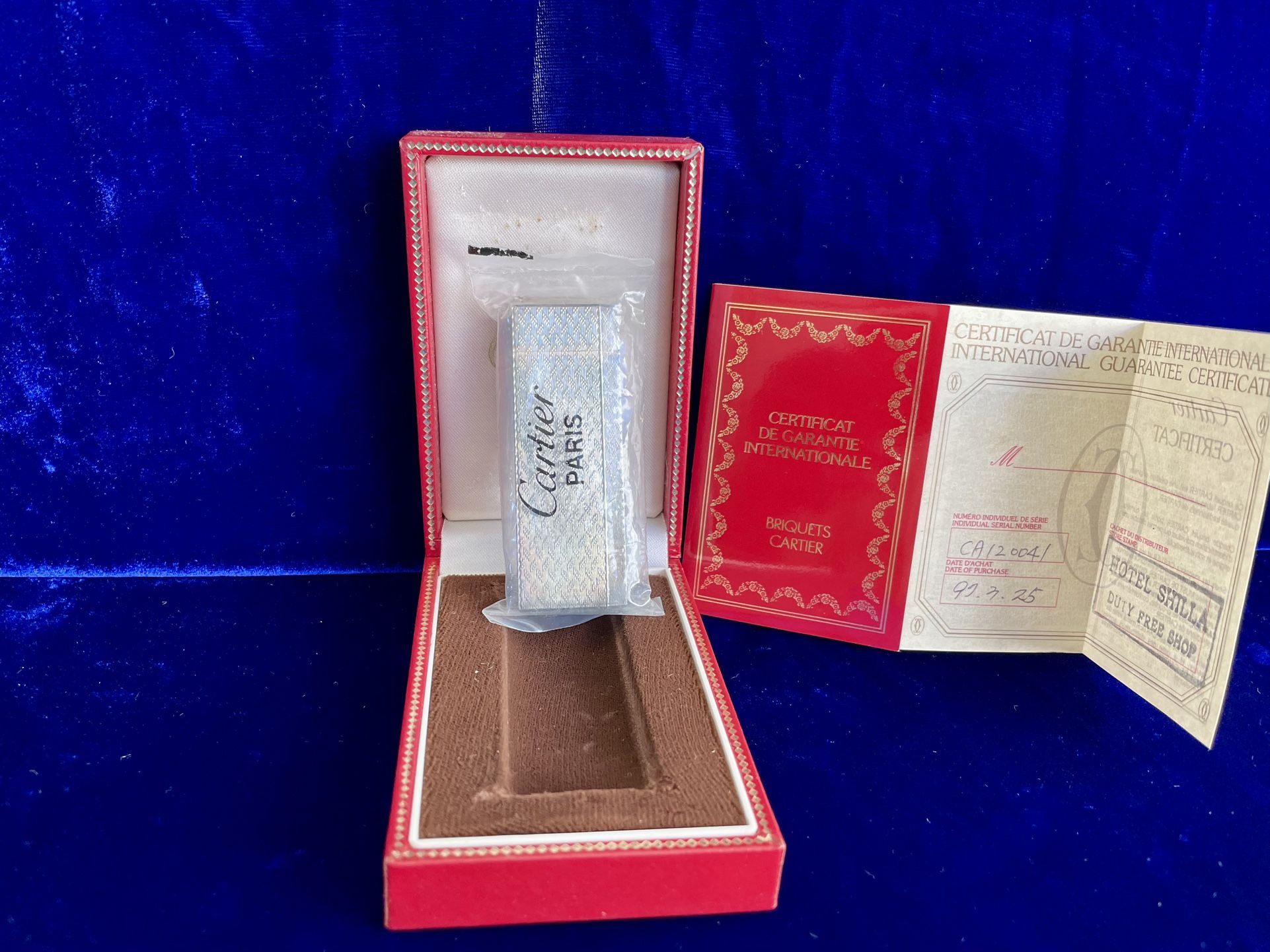 Vintage Silver Pentagon Cartier Lighter New Sealed Old Stock Full Set
