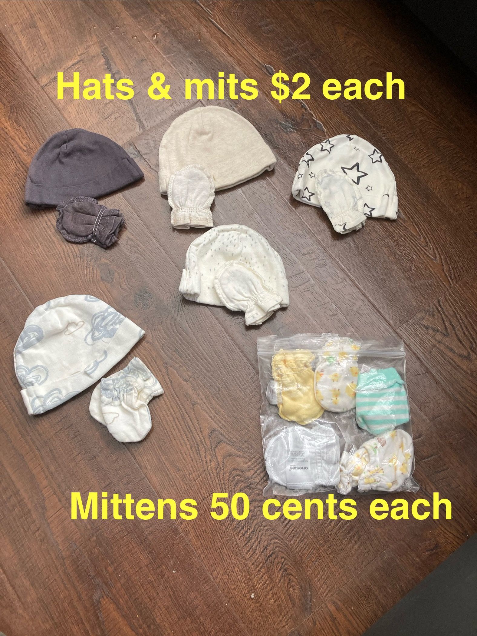 Baby Hats And No Scratch Mittens See Description