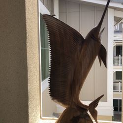 Handcarved Ironwood Jumping Swordfish Trophy