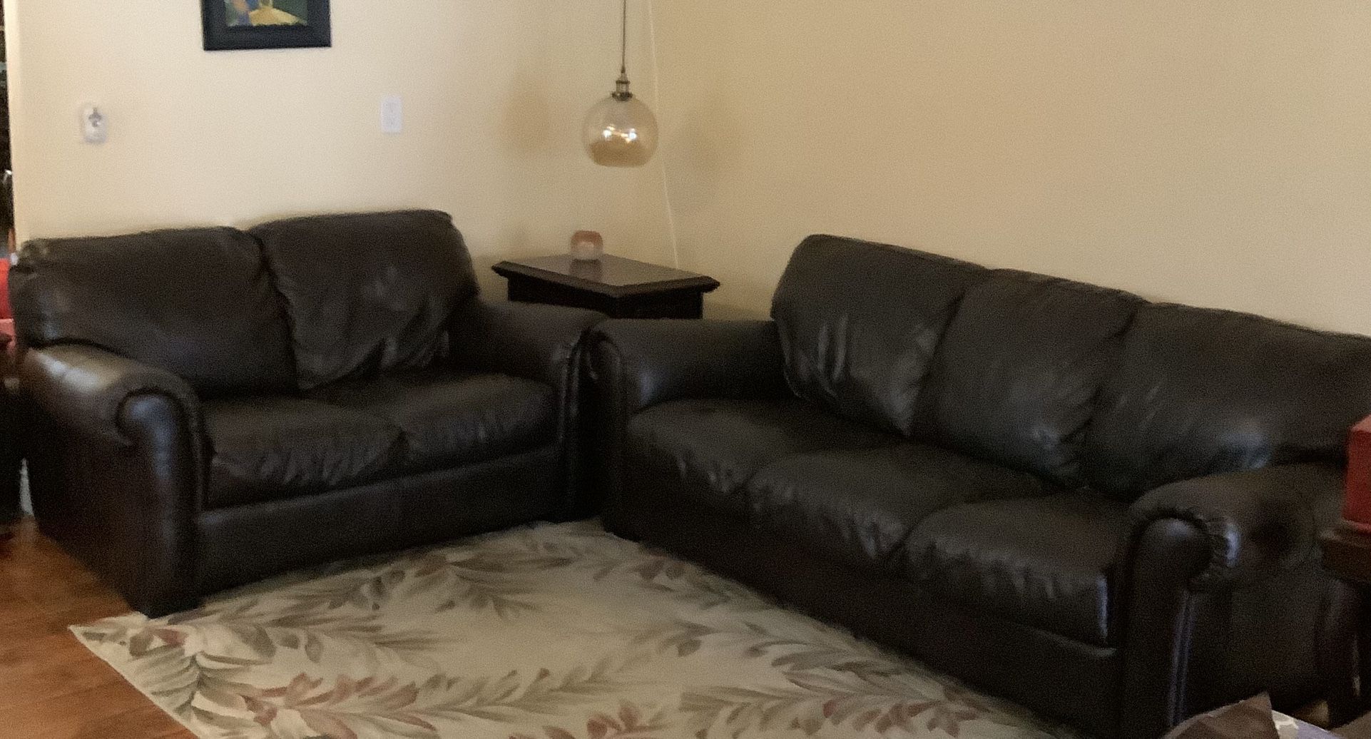 Black leather Couch Set