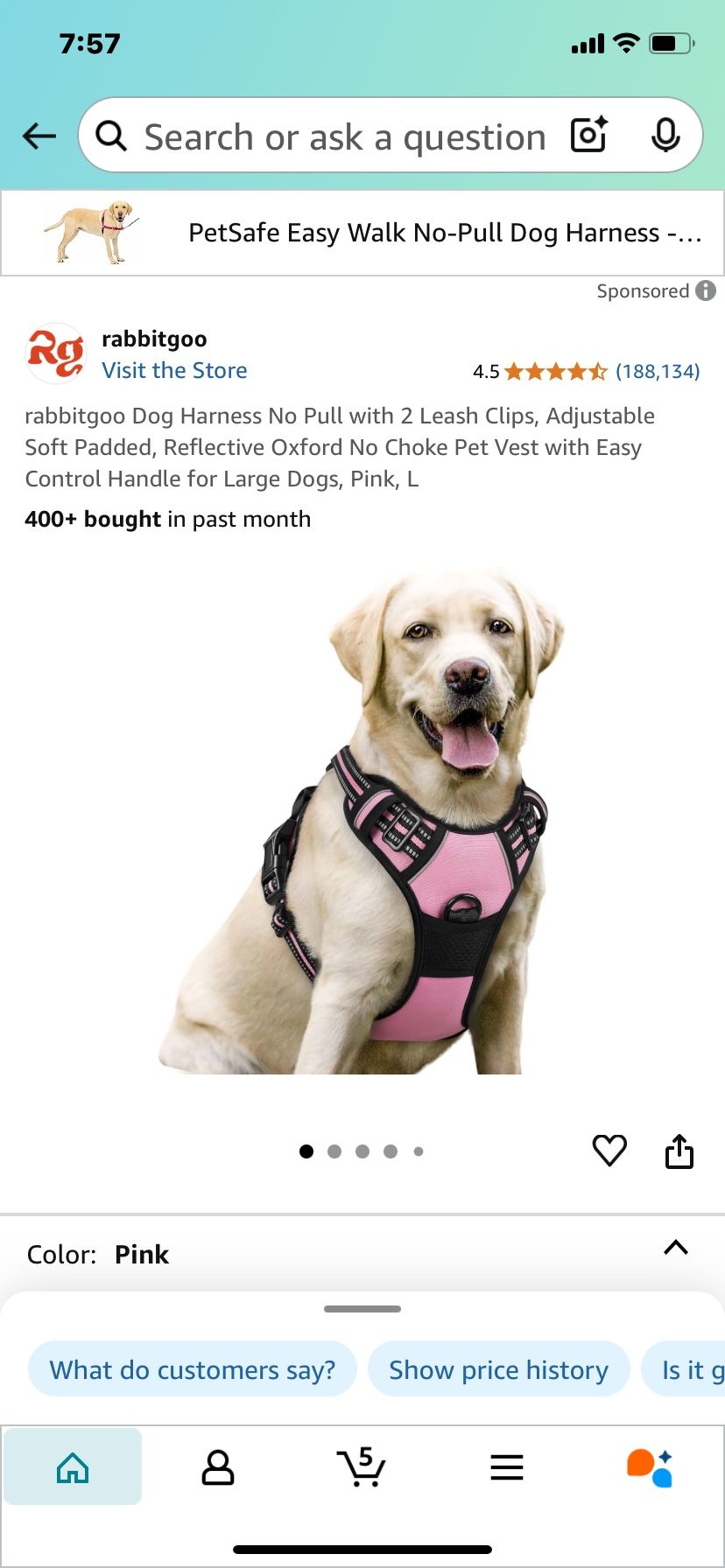 New Xl Pink Dog Harness