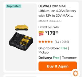 Dewalt 20v Max 4ah battery and charger