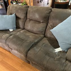 Reclining Brown Sofa With USB Ports 
