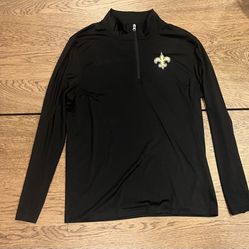 New Orleans Fanatics Long Sleeve Fleece Pullover Zip Up Shirt. Size L