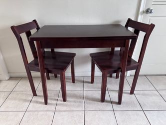 Dark Cherry Wood Dining Table and 2 Chairs