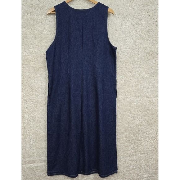 Vtg White Stag Dress Large Blue Denim Embroidered Pocket Western Modest READ