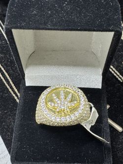 Icedout 925 Silver Leaf Ring