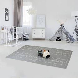 Large Interlocking EVA Foam Baby Play Mat with Edges 6 pcs 6'x4' Mudcloth Grey