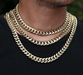 Cuban Link Set 14MM 14K Gold Plated Doesn't Loses Color