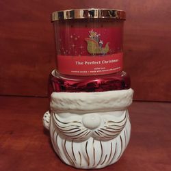 Ceramic Bath & Body Santa Candle Holder