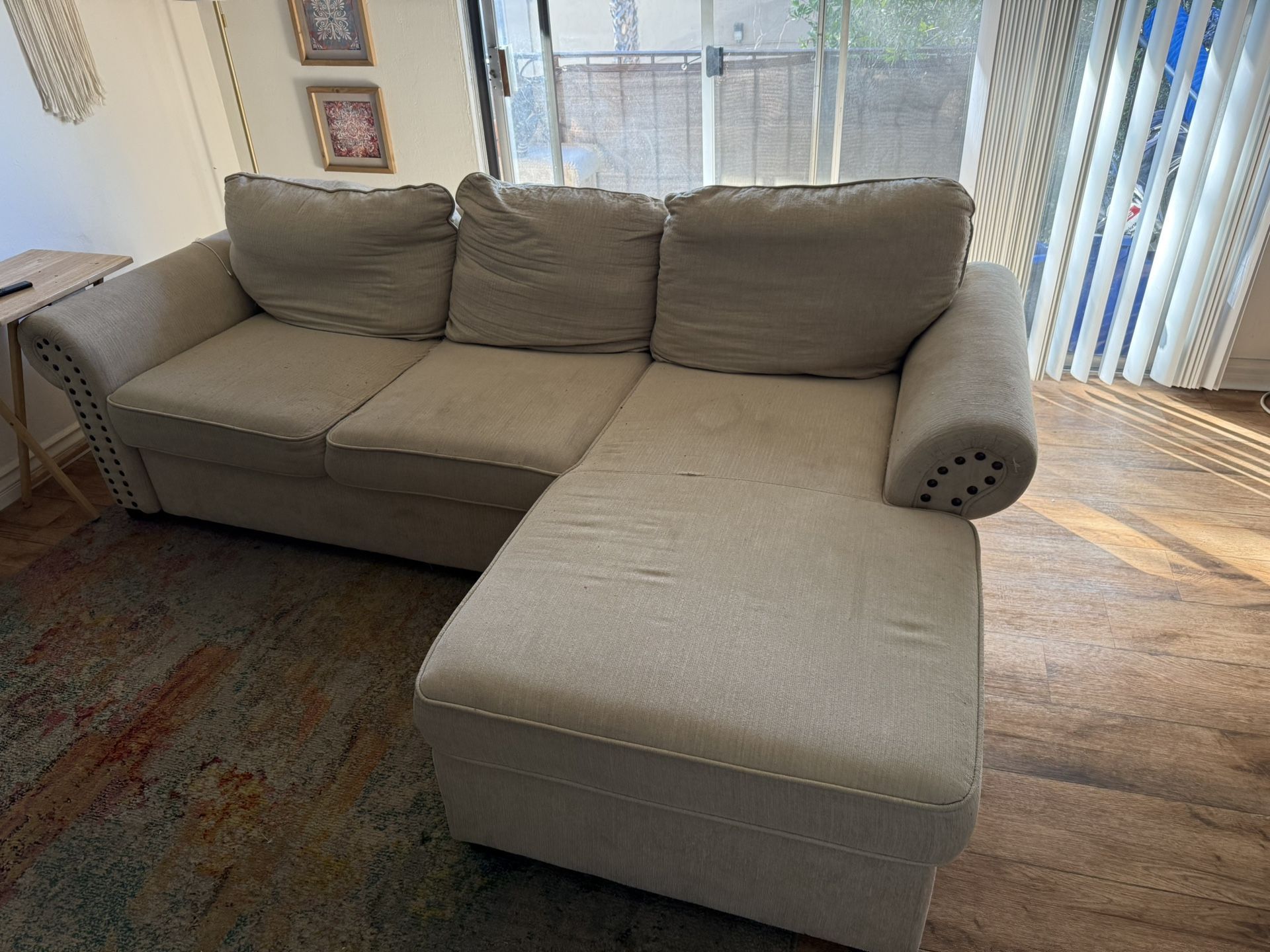 2 Piece Sectional Couch With Chaise, Storage, & Sleeper