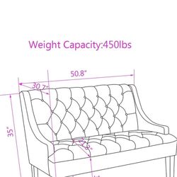 Modern Tufted Button Back Upholstered Loveseat for Dining Room Hallway or Entryway Seating (Ivory)