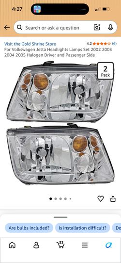 For Volkswagen Jetta Headlights Lamps  set 2002 2003 2004 2005 Halogen Driver and Passenger side