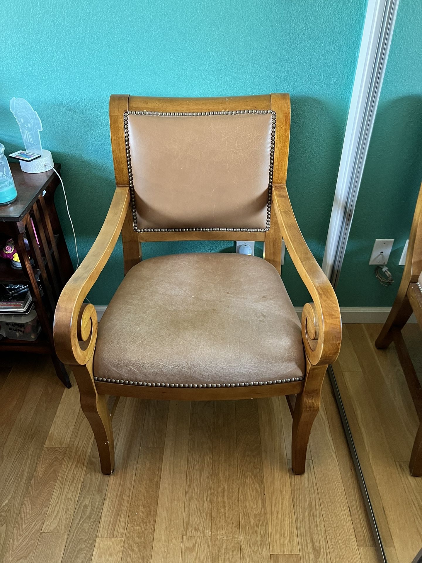 Real Wood/Leather Brown Chair