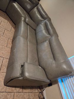 Gray Leather Power Reclining Sofa