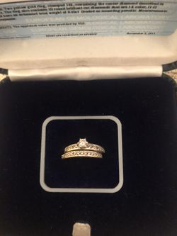 Gold engagement ring and wedding band, number 5