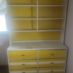 Vintage Yellow White Dresser Set
