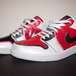 Red black and white Jordan one lows