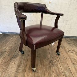 ROLLING OFFICE CHAIR SADDLE BROWN AND BRASS TRACKS