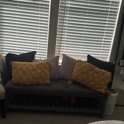 Gray Ottoman With Shelve 