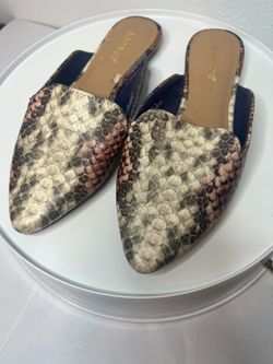 Bamboo Women's Pointed Toe Mule Slide Flats Snake Print Multicolor US 6