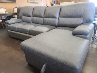 Large gray microsuede sofa chaise sectional