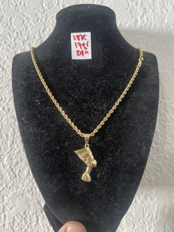 18K Solid Gold Chain and Pendant For Wedding 17Gr 24 Inches Long 