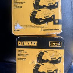 DEWALT 20V MAX Premium 5.0Ah Battery Pack (2 Pack for $120.00 Each package) New
