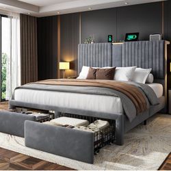 Queen bed frame and mattress