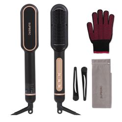 Hair Straightener Brush with Ionic Technology – Fast Heating, Anti-Scald, LED Display