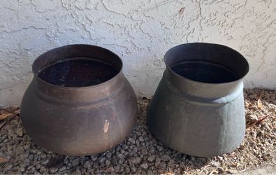 2 antique copper water vessels