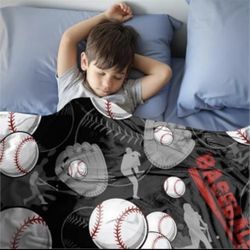 Baseball Blanket for Boys Men, Baseball Gifts for Boys Men, Soft Baseballs Gift for Room Decor Bedding 50x60 in