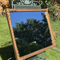 VINTAGE 1960c SYROCO GOLD FLORAL MIRROR 31” X 22”