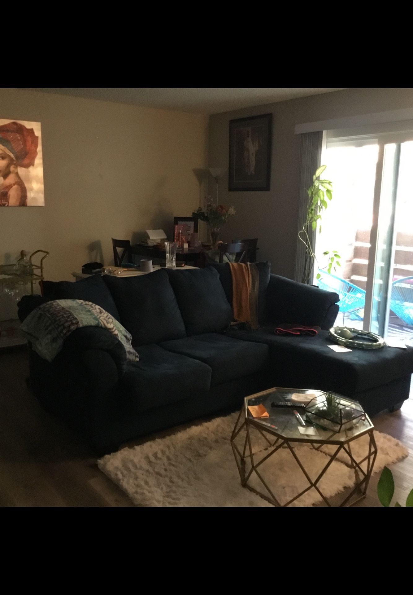 Royal blue Sofa With chaise