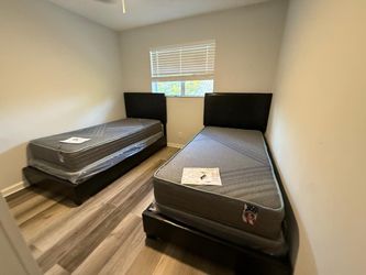 NEW BED FRAME TWIN SIZE WITH MATTRESS AND BOX SPRING