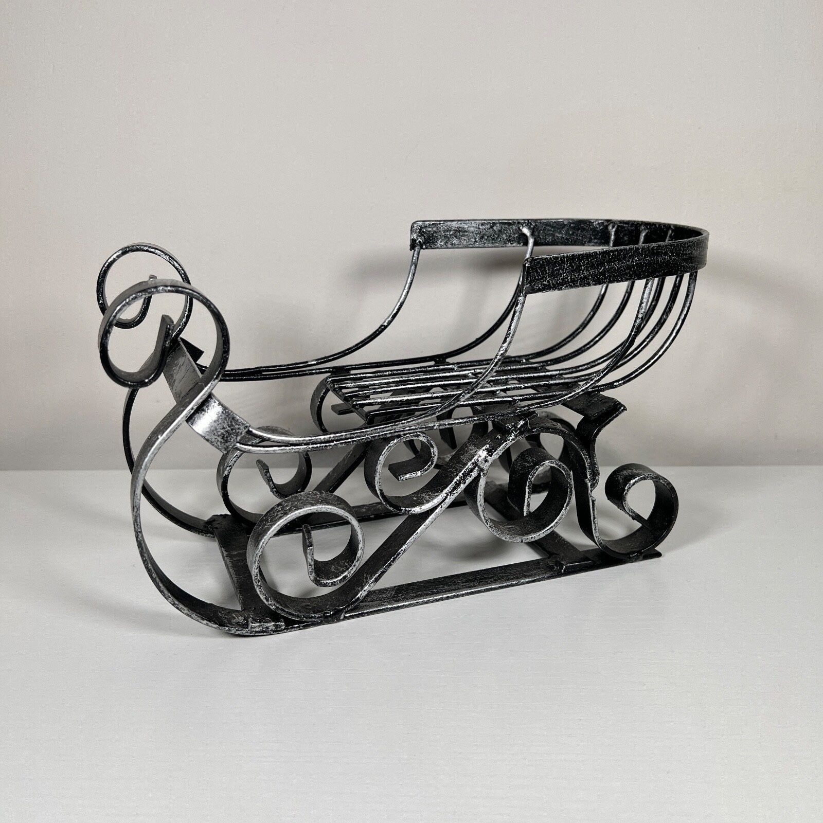 Vintage Metal Santa Sleigh – Shelf Christmas Holiday Decor, See Photos