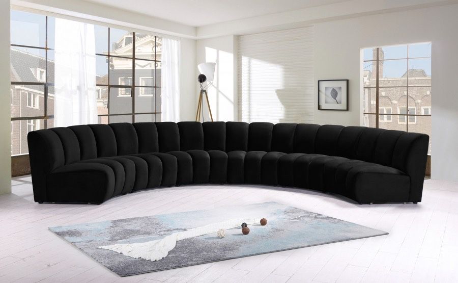 New  Black Velvet Sectional 6pc Set K Furniture And More 